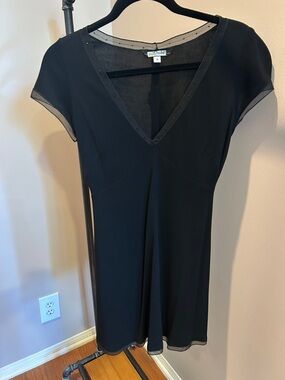Rozae Nichols Black Mini Dress with Sheer Trim